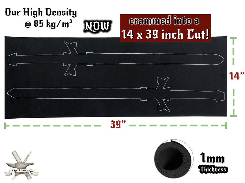 The Foamory EVA Foam Cosplay - (2mm to 10mm) - Black or White - 14"" x 39"" Sheet - Ultra High Density 85 kg/m3 - by The Foamory (Black, 1mm - Thickness) - Image 2